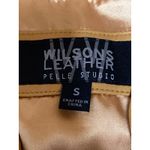 wilson's leather Wilsons 100% Leather Womens Tan Brown Button Down Long Sleeve Coat Jacket Size S Photo 2