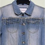 The Style Between Us Denim Fringe Rhinestone Fringe Jean Jacket Size Medium Photo 5