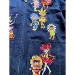 Vintage 90s Y2K Embroidered Fairy Garden Denim Jacket XL Whimsical Ethereal Folk Blue Photo 3