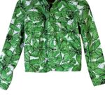 Rafaella  Abstract Floral Jacket Womens S Green 100% Cotton Art Photo 2