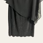 XScape  Black Beaded Chiffon Cape Evening Sheath Dress Size 4 Photo 6