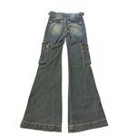 Rue 21  Blue Denim Boot cut Cargo stretch Retro 90s JEANS Womens Size 2 Photo 2