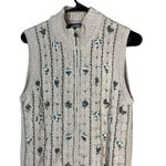 Woolrich  BIRCH Tan Zip Front Floral Pattern‎ Knit Sweater Vest Medium Photo 1