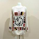 Vintage Nautical Sweater by Cambridge Dry Goods Company Size Large Red Photo 1