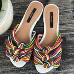 Kensie White Kylee Multi Rainbow Strap Summer Open Toe Sandal Shoe 7.5 Photo 4