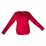 a.n.a . Maternity Ruched Red Long Sleeve Jersey Top 1X Casual V-neck Tee Photo 2