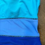 Vtg Christina 3 Tone One Piece Swimsuit Sz 12 Turquoise Periwinkle Blue Photo 3