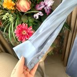 Amour Vert Joyce Satin Belted Shirt Dress in Horizon Light Blue Photo 7