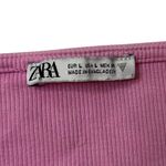 ZARA  Pink Ruffled Ruched Waist Front Tie V-Neck Top – Coquette Style Blouse | S Photo 9