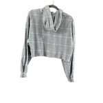 Women's Earth Music & Ecology Gray White Plaid Cropped Hoodie Size S Photo 9