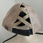 CC Canvas‎ Cotton Distressed Brim Strap Hat Mesh Ponytail Holder Baseball Cap OS Gray Photo 2