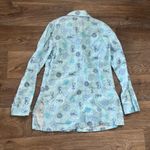 Sigrid Olsen  100% Linen Button Up Shirt – Blue Seahorse Coastal Print – Small Photo 1