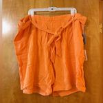 Soft Surroundings  Summer Breeze Rayon Linen Belted Shorts Nectarine Orange 3X Photo 0