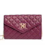 Badgley Mischka NWT convertible Crossbody Purse Bag w/Diamond Quilting; Plum Photo 11