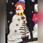 Quacker Factory  Size Medium Snowman Cat Cardigan Sweater Christmas Holiday Ugly Photo 2