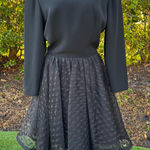 Bill Blass Vintage 1990s Evening Black Cocktail Dress Polka Dot Skirt Size 8 Photo 0