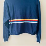 Brandy Melville  Striped Long Sleeve Crop Top Blue Sz OS Photo 5
