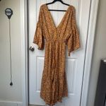 Anthropologie Easel  boho yellow floral‎ wide leg jumpsuit size small vacation Photo 1