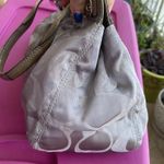 Coach Authentic VGC 13196 Signature Satchel handbag Silver W Gray Patent Handles Photo 8