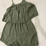 Aerie  Sleeveless Green Tiered Gauze Lace Trim Boho Romper w/Pockets Women’s XS Photo 1