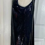 Olsenboye Black sequin short shift dress, medium sleeveless mesh cutout Little Black Dress Photo 7