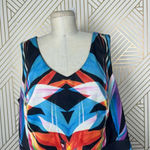 City Chic Prism Printed Peplum Blouse Black Blue Rainbow Size XL / Plus Size 22 Photo 2