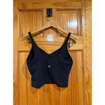 Lululemon Black Cropped Tank Top Size 8 Built In Shelf Bra Style No Pads Photo 2