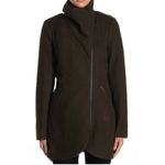 French Connection Olive Green Tulip Hem Asymmetrical Zip Wool Blend Coat XS Photo 1