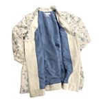 Susan Graver VTG  Ivory Blue embroidery Floral Linen Blend coat size 1X Photo 6