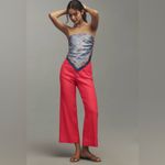 Anthropologie  NWT The Collette Linen Blend Crop Wide Leg Pants in Geranium 34 Photo 2