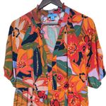 CeCe Orange Floral Short-Sleeve Babydoll Dress Sz L Photo 5