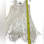 New! Windsor Crochet Pullover Top Cream Medium Acrylic Fringe Cover Up Beachy White Photo 6