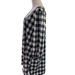 Mud Pie Dress Black Plaid LG Balloon Sleeve Square Neck Peasant Boho Minimalist Photo 3
