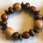 3 Vintage Brown Wooden Beaded Ethnic Tribal Boho Stretchy Bracelets Photo 8