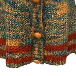 MISS MORENA Sequined Rainbow Gold Loose Knit Babydoll Cardigan Sweater Sz Small Photo 2