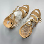 Ashley A Lisa Lace Up Ankle Strap Platform Wedge Heeled Sandals in Nude Tan Size 8.5 Photo 6