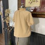 Olivia James The Label Elizabeth Tan Knit Cropped Puff Sleeve Top Photo 6