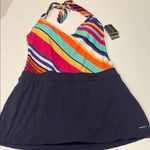 Nautica  one piece skort swim navy striped MSRP $118 Photo 0