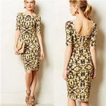 Anthropologie Sam & Lavi Yellow Libby Floral Short Sleeve Midi Bodycon Dress S Photo 1