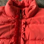 Talbots  Red Front Zip Puff Vest With Adorable Ruffle Detail & Front Pockets Sz L Photo 2