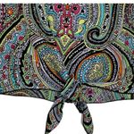 cha cha vente  Blouse Top Multi Color Paisley Tie Front Waist Top Size Medium Photo 2