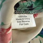 Parker Short Sleeved Silk Blouse Cream with Floral Pattern Balloon Sleeves XS Photo 4