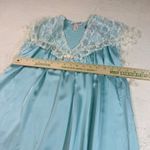 Lily Of France  Blue Satin‎ Lace Trim Short Sleeve Nightgown Medium Photo 1