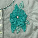 AQUA Vintage Y2K Silk Cashmere Blend Floral Cardigan Size Large Green Photo 2
