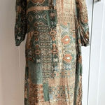 Ellison Semi Sheer Patchwork Print Maxi Dress Multicolor Long Sleeve Casual S Photo 0