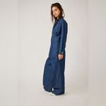 Free People  We The Free Franklin Tailored Wide Leg One-Piece Denim Jumpsuit Photo 3