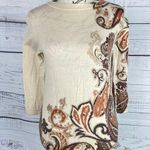 Talbots Light Wool Sweater Womens Petites Sp Paisley 3/4 Sleeves Photo 0