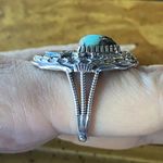 Natural Blue Moon Turquoise Sterling Silver Cowboy Ring Size 8 Photo 2