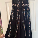Free People  Floral Embroidered Gauze Midi Dress - Black Photo 0