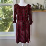 Gap Red and Black Checkered 3/4 Sleeve Belted Shirt Dress Sz Small Photo 5